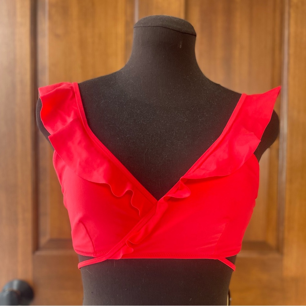Aerie scoop wrap bikini top L